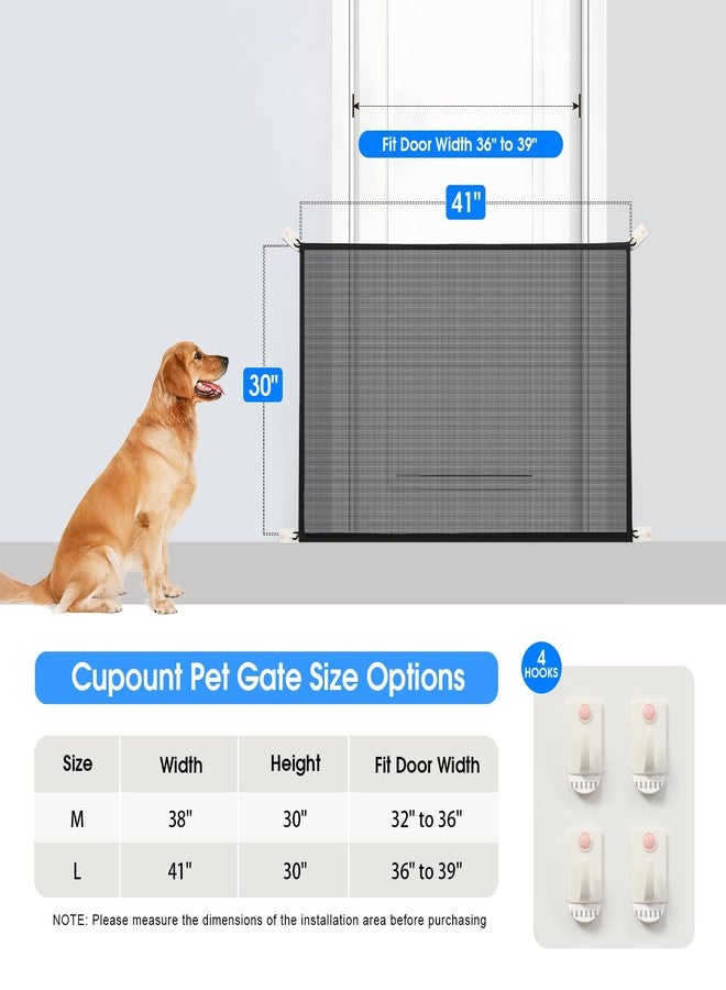 Cupount Baby Gate for Stairs - Dog Gate Indoor Mesh Pet Gates for Doorways (Black, 30" H x 41" W) - Image 3