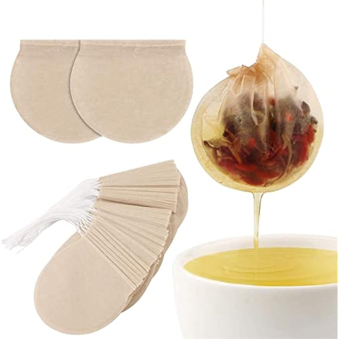 KASTWAVE 300Pcs Disposable Empty Tea Bags Paper Tea Infuser Bag Beige - Image 1