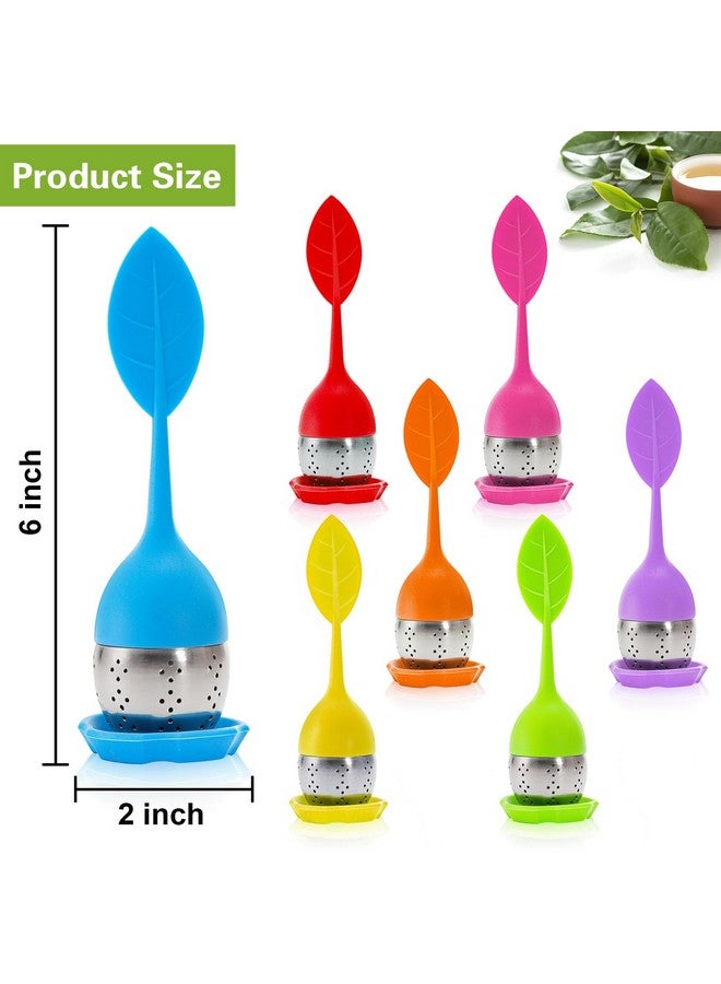 Bekith Bekith 7 Pack Silicone Tea Infuser, Cute Loose Leaf Tea Steeper, Fine Mesh Tea Strainer with Drip Tray, Stainless Steel Tea Filter Ball Tea Diffuser Steeper for Cup Mug - Image 2