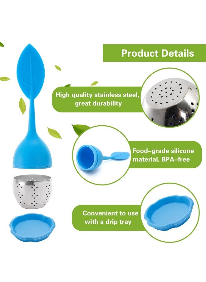 Bekith Bekith 7 Pack Silicone Tea Infuser, Cute Loose Leaf Tea Steeper, Fine Mesh Tea Strainer with Drip Tray, Stainless Steel Tea Filter Ball Tea Diffuser Steeper for Cup Mug - Image 3