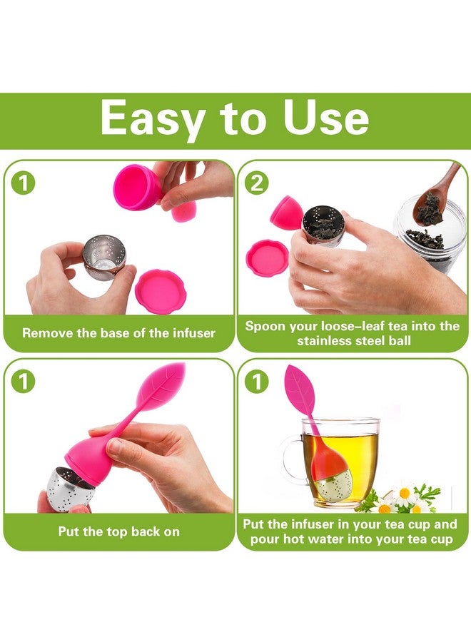 Bekith Bekith 7 Pack Silicone Tea Infuser, Cute Loose Leaf Tea Steeper, Fine Mesh Tea Strainer with Drip Tray, Stainless Steel Tea Filter Ball Tea Diffuser Steeper for Cup Mug - Image 4
