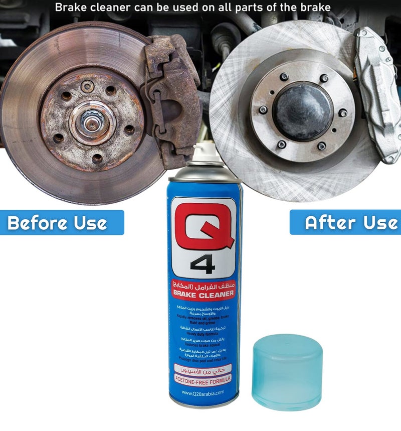 2PCS Brake Cleaner Spray (500ml), Acetone-Free Heavy Duty Automotive Brake Parts Cleaner, Fast Evaporating Oil Grease Grime & Brake Fluid Remover for Disc, Rotor, Pad, Caliper & Drum Cleaning-Q4 - Image 4