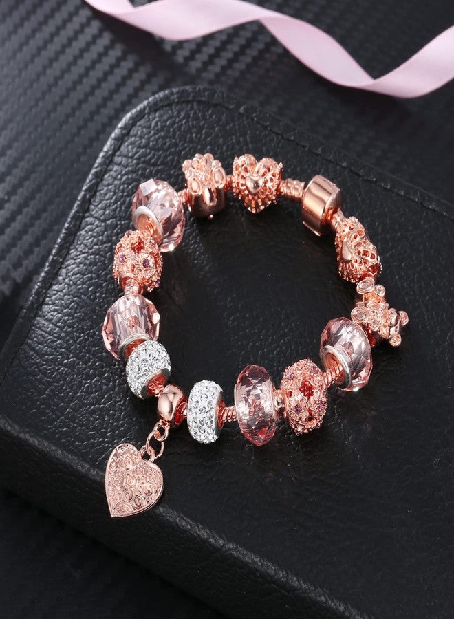 Peora Cubic Zirconia Studded Rose Gold Plated Charm Bracelet Fashion Wear Stylish Hand Jewellery Gift for Girls & Women - Image 3