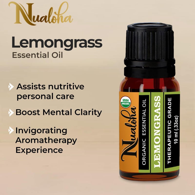 Nualoha Lemongrass Essential Oil - USDA Organic 100% Pure Natural Therapeutic Grade Oil For Aromatherapy, Diffuser, Face, Hair and Body Care - 10 ML - Image 3