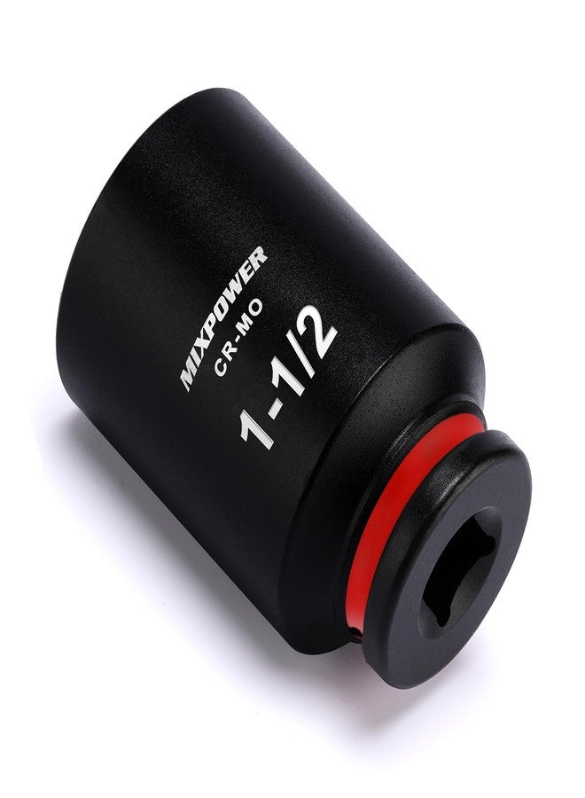 MIXPOWER 1/2" Drive Deep Impact Socket, CR-MO, 1-1/2", SAE, 6 Point, Axle Nut Impact Grade Socket for Easy Removal - Image 2
