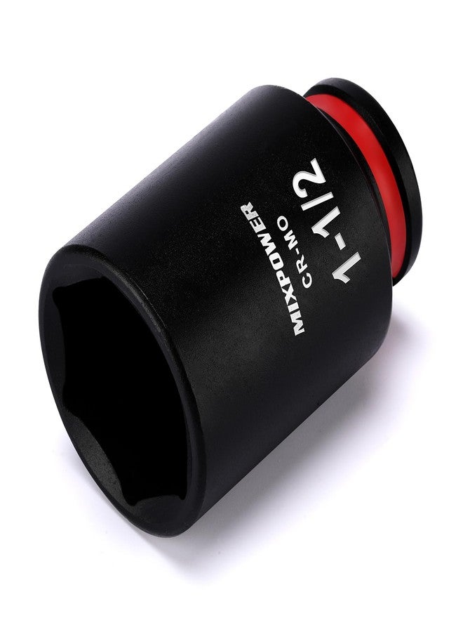 MIXPOWER 1/2" Drive Deep Impact Socket, CR-MO, 1-1/2", SAE, 6 Point, Axle Nut Impact Grade Socket for Easy Removal - Image 1
