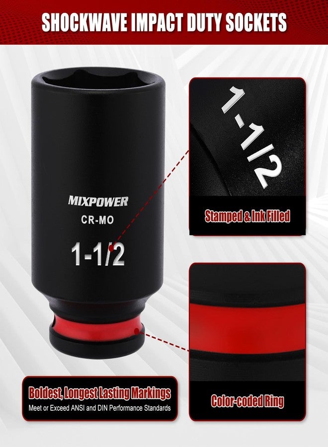MIXPOWER 1/2" Drive Deep Impact Socket, CR-MO, 1-1/2", SAE, 6 Point, Axle Nut Impact Grade Socket for Easy Removal - Image 5