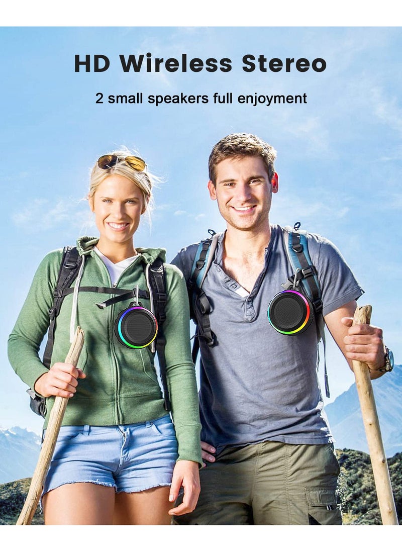 Excefore - Bluetooth Shower Speaker, Portable Bluetooth Speakers, IP67 Waterproof Wireless Speaker with Dynamic Lights, True Wireless Stereo, Crisp Clear Sound, for Sports, Pool, Beach, Hiking, Camping - Image 1