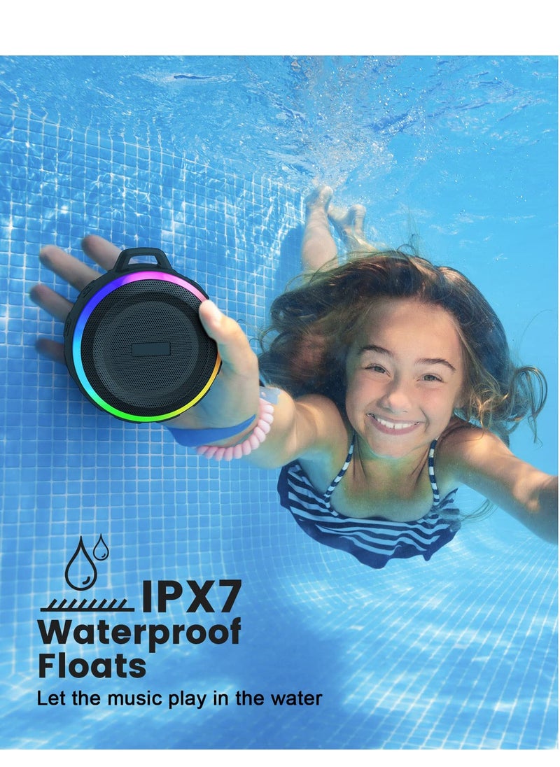 Excefore - Bluetooth Shower Speaker, Portable Bluetooth Speakers, IP67 Waterproof Wireless Speaker with Dynamic Lights, True Wireless Stereo, Crisp Clear Sound, for Sports, Pool, Beach, Hiking, Camping - Image 1