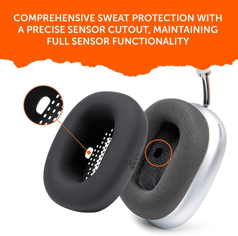 WC SweatZ Max - Protective Earpad Covers for Airpods Max Made by Wicked Cushions | Sweatproof & Easily Washable | Full Earpad Sweat Protection | Black - Image 5