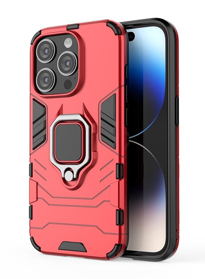 iphone 15 Pro Case Cover with Bracket, Kickstand Shell Back Cover Scratch-Resistant Shock-Absorbing Protector Accessories Kickstand Stand Magnetic Car Ring Holder Protection - Image 1