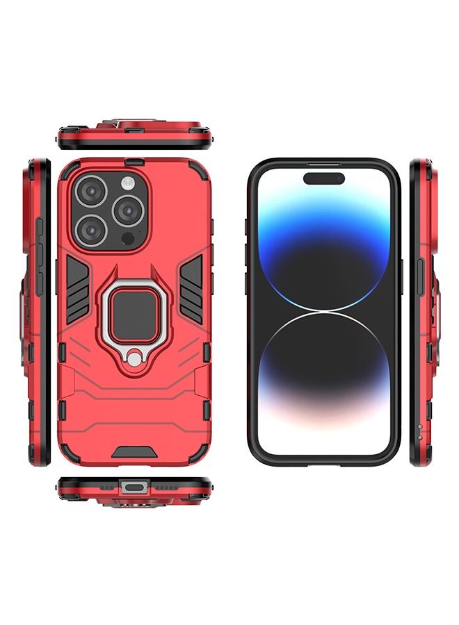 iphone 15 Pro Case Cover with Bracket, Kickstand Shell Back Cover Scratch-Resistant Shock-Absorbing Protector Accessories Kickstand Stand Magnetic Car Ring Holder Protection - Image 3