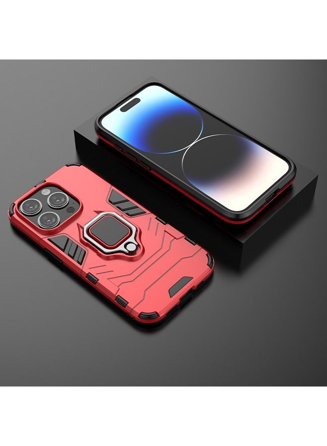 iphone 15 Pro Case Cover with Bracket, Kickstand Shell Back Cover Scratch-Resistant Shock-Absorbing Protector Accessories Kickstand Stand Magnetic Car Ring Holder Protection - Image 5