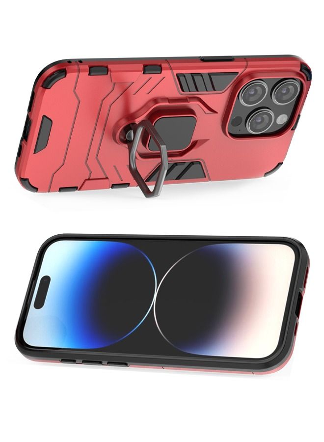 iphone 15 Pro Case Cover with Bracket, Kickstand Shell Back Cover Scratch-Resistant Shock-Absorbing Protector Accessories Kickstand Stand Magnetic Car Ring Holder Protection - Image 4