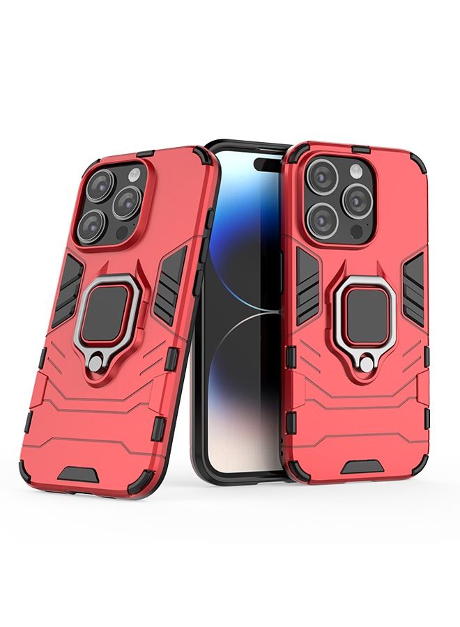 iphone 15 Pro Case Cover with Bracket, Kickstand Shell Back Cover Scratch-Resistant Shock-Absorbing Protector Accessories Kickstand Stand Magnetic Car Ring Holder Protection - Image 2