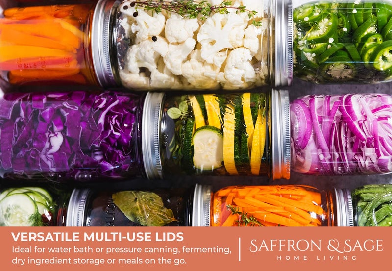 Saffron & Sage Home Living Saffron & Sage Canning Lids Wide Mouth - 100 Count Quality Universal Lids for Ball and Kerr Mason Jars - Good Sealing Performance for a Tight Seal, Food Grade, Rust Proof, and Thick to Prevent Warping - Image 5