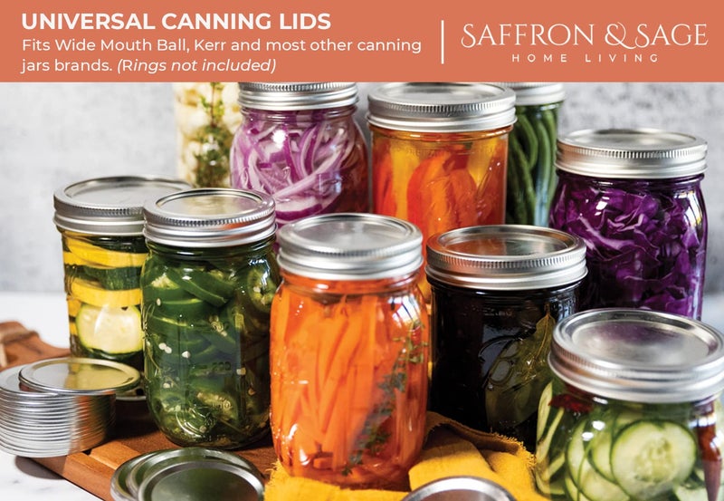 Saffron & Sage Home Living Saffron & Sage Canning Lids Wide Mouth - 100 Count Quality Universal Lids for Ball and Kerr Mason Jars - Good Sealing Performance for a Tight Seal, Food Grade, Rust Proof, and Thick to Prevent Warping - Image 3