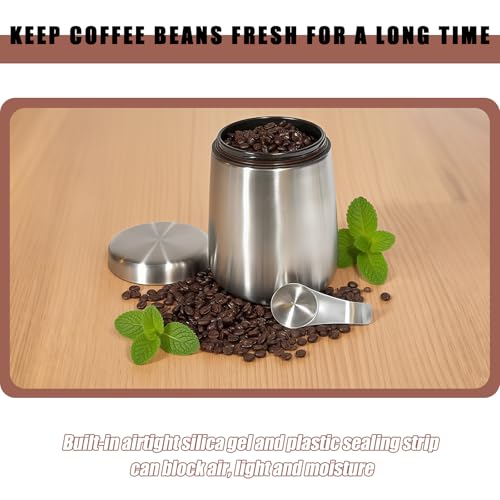 MEKBOK Coffee Canister,Airtight Stainless Steel Kitchen Food Storage Container with Date Tracker and Scoop for Grounds Coffee,Airtight Coffee Beans, Flour,Cereal,(18 OZ - Image 3