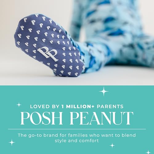 Posh Peanut Baby Boy Footie Pajamas - Soft Viscose Made from Bamboo 2 Way Zipper Sleepers & Onesies with Non-SlipGrips for Newborns to Toddlers (6-9 Months) Sharks - Image 5