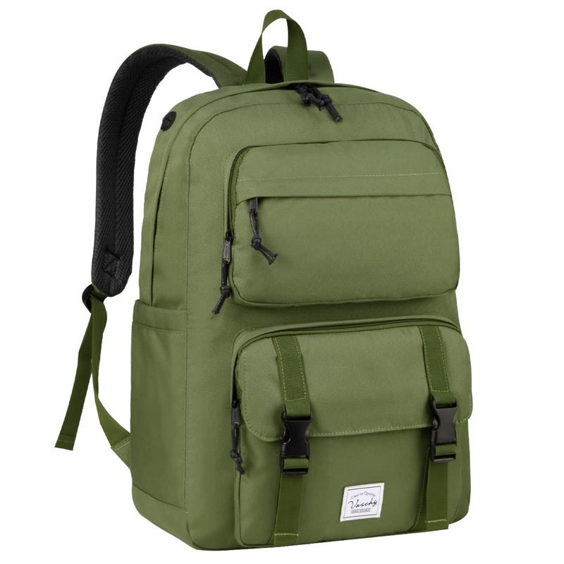 VASCHY Backpack for Men Unisex Large Fashion Schoolbag Book bag Rucksack for High SchoolCollegeWorkTravelCommuter Green - Image 2