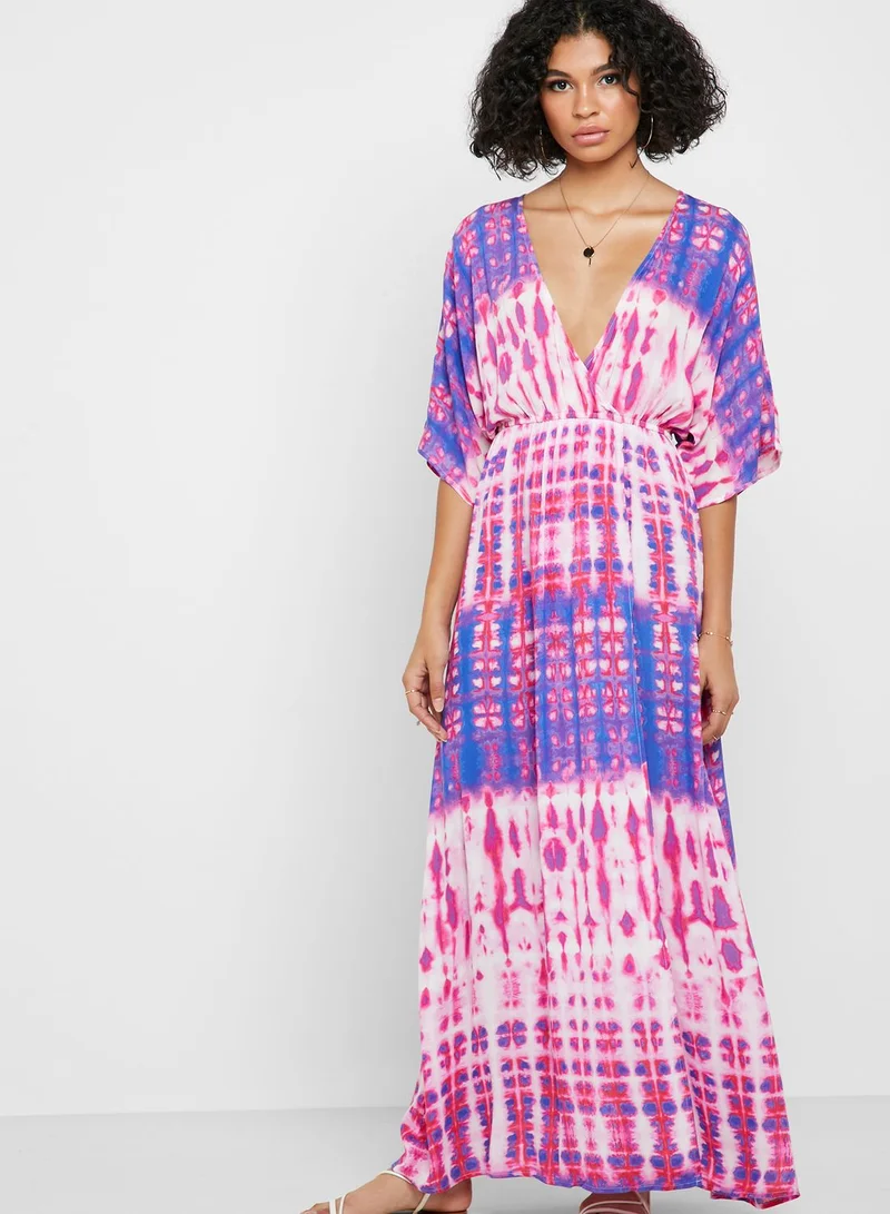 FOREVER 21 Surplice Tie Dye Maxi Dress