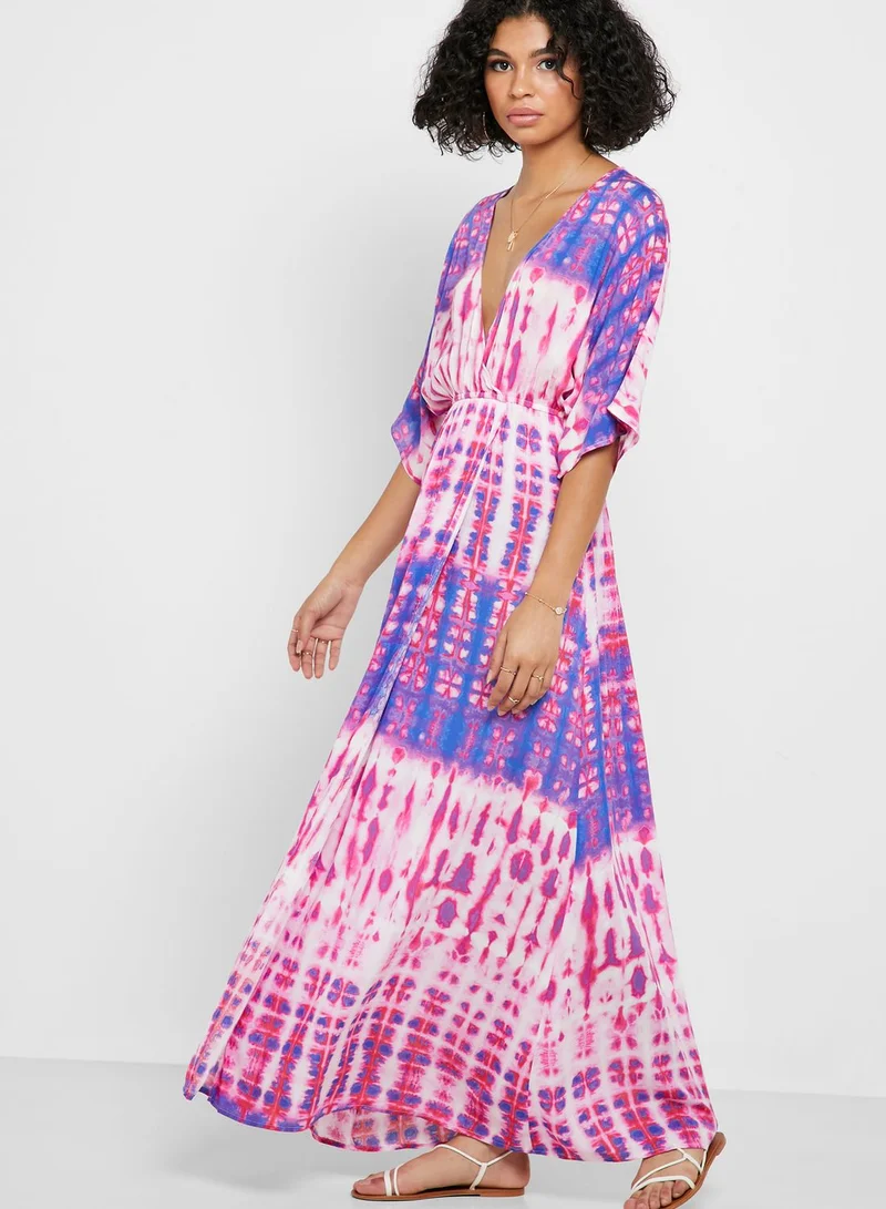 FOREVER 21 Surplice Tie Dye Maxi Dress