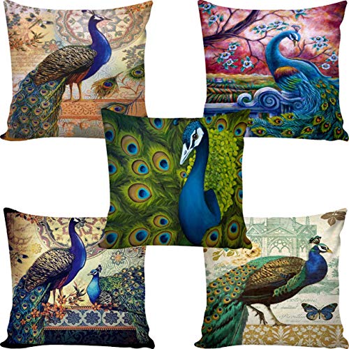 AMAZE ATTIRES | Decorative Printed Square Cushion Cover Set of 5 Throw Pillow Covers/Cases for Couch Sofa Home (16 x 16 inch or 40cm x40cm) ATCU002 - Image 1