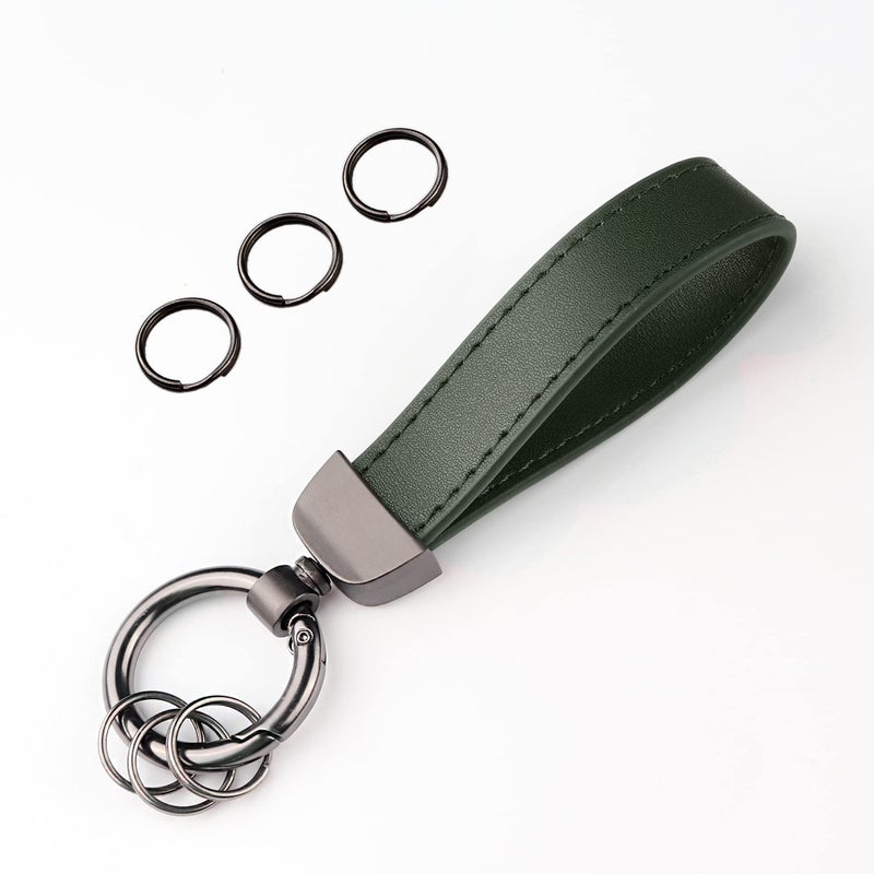 Turcee Leather Car Keychain Creative Personality Leather Key Fob Universal Key Fob Keychain for Men and Women Green