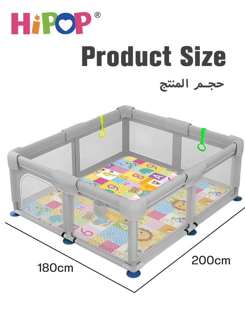 HIPOP - Baby Playpen 180*200cm Play Mat, Indoor Play Game Fence - 1 Pc Mat - Image 1