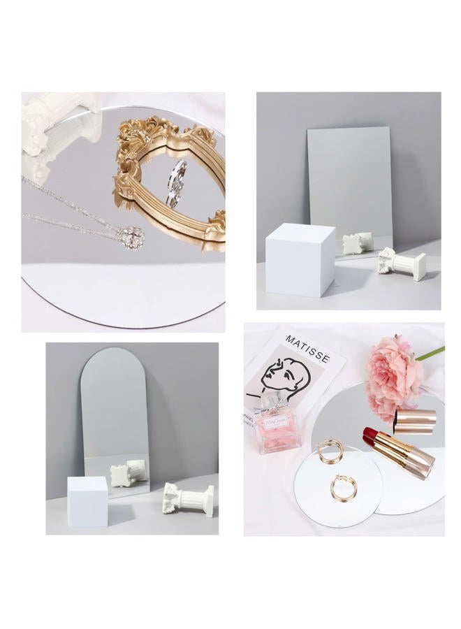 Yiemoge 4PCS Geometric Mirror Photo Props Set, Acrylic Mirror Reflection Board Photography Background Props for Goods, Crafts, Lipstick, Jewelry, Cosmetics, Makeup Tools, Food - Image 2