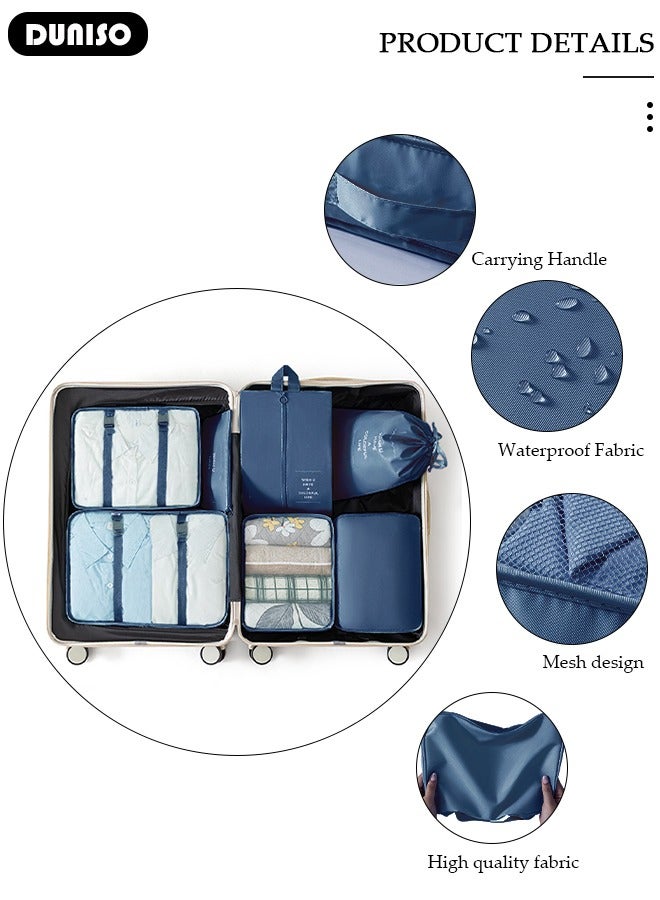 DUNISO 7 Piece Travel Organizer Bags for Luggage, Waterproof and Durable Travel Bags, Packing Cubes for Travel, Compression Cubes for Suitcases, Travel Bags for Clothes, Toiletries, Clothing, Underwear  - Image 2