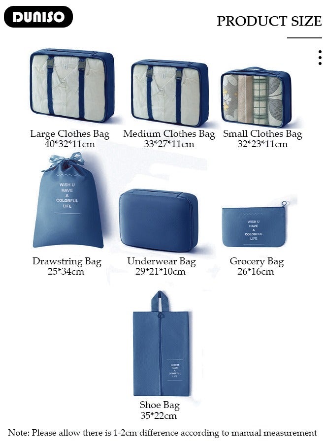DUNISO 7 Piece Travel Organizer Bags for Luggage, Waterproof and Durable Travel Bags, Packing Cubes for Travel, Compression Cubes for Suitcases, Travel Bags for Clothes, Toiletries, Clothing, Underwear  - Image 4
