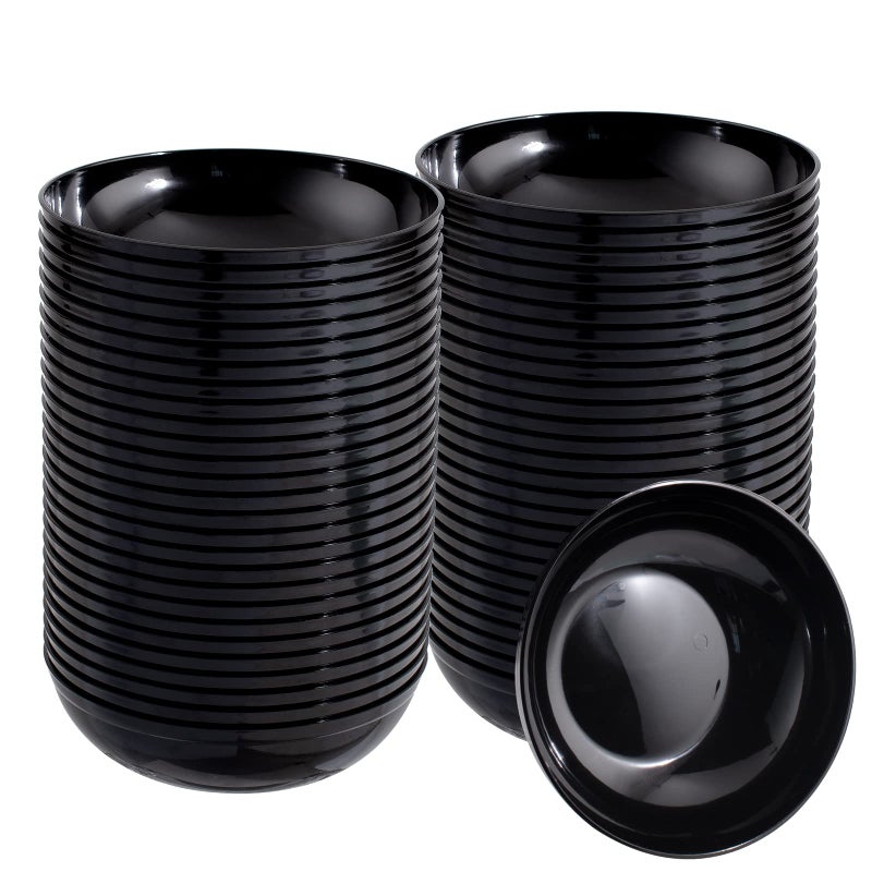 bUCLA 50Pack Black Plastic Bowls  10oz Disposable Black Plastic SalsaServing Bowls  Ideal for Party