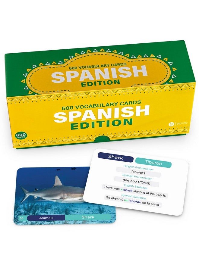 Briston Spanish Vocabulary Flash Cards - 600 Full Color Cards [Updated 2024 Edition] Educational Language Learning Resource - Memory & Sight Words - Game Like Play - Kids, Grade School, Classroom, Homeschool  - Image 3