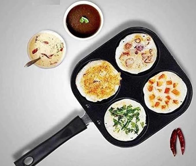 Ruslaan Grill Mini UTTAPAM TAWA/Multi Snack Maker 4 in 1 - Mini Pancake Maker, Mini Crepe PAN, Pancake Moulds - Image 5