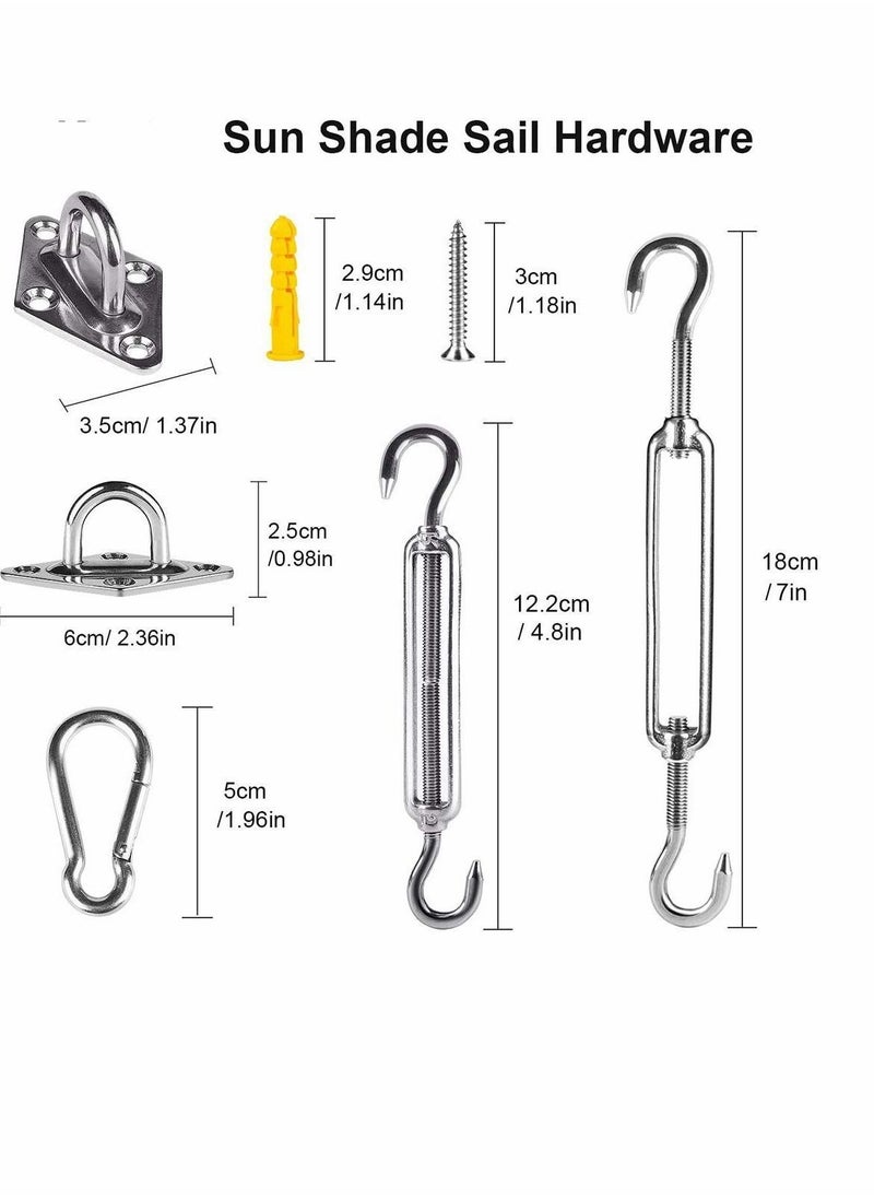 NIBEMINENT - Awning Attachment Set Heavy Duty Sun Shade Sail Stainless Steel Hardware Kit for Triangle and Square Rectangle Fixing Accessories - Image 1
