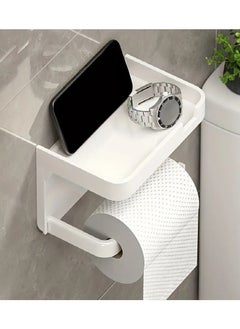 Self-Adhesive Double Layer Bathroom Tissue Holder - Drill-Free Installation, Durable Plastic, White