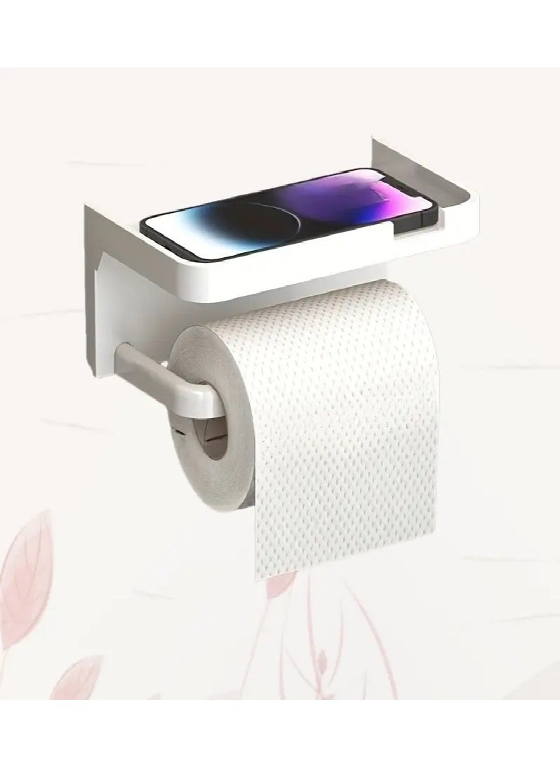 Generic - Self-Adhesive Double Layer Bathroom Tissue Holder - Drill-Free Installation, Durable Plastic, White - Image 1