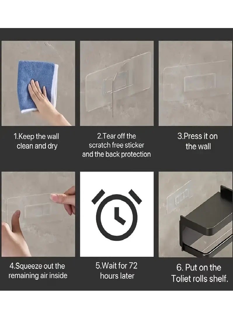 Generic - Self-Adhesive Double Layer Bathroom Tissue Holder - Drill-Free Installation, Durable Plastic, White - Image 1