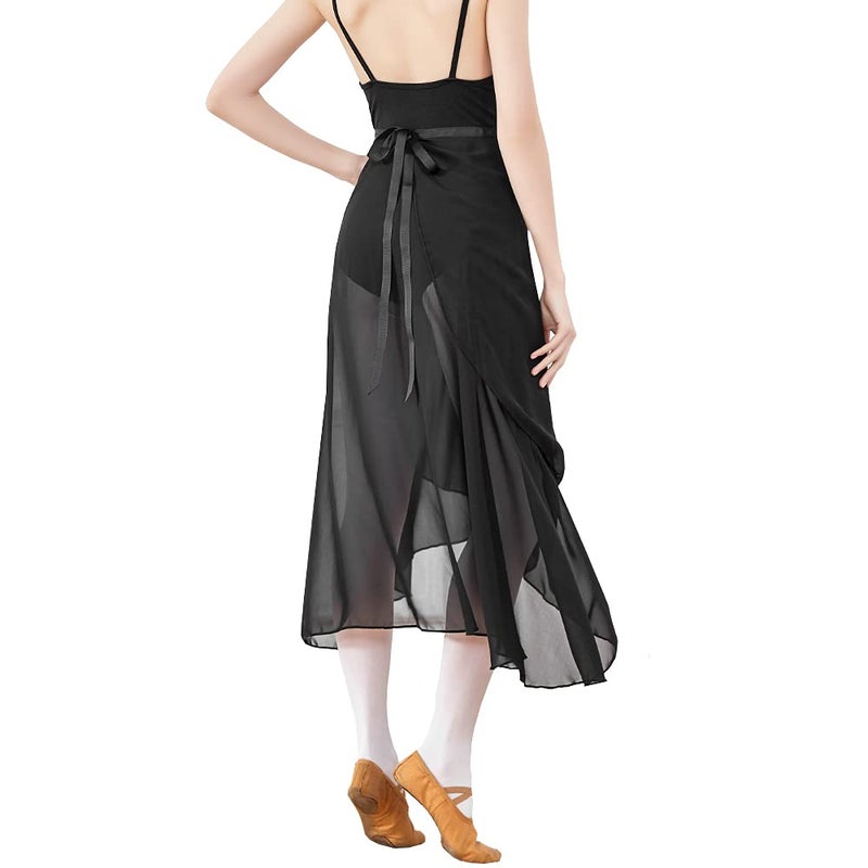 Backgarden Black Adult Long Flowy Sheer Chiffon Wrap Scarf Midi Skirt for Ballet Dance Skate Performance - Image 2