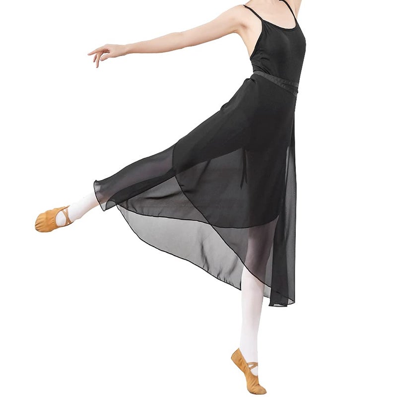 Backgarden Black Adult Long Flowy Sheer Chiffon Wrap Scarf Midi Skirt for Ballet Dance Skate Performance - Image 1