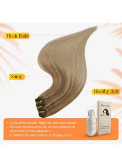 Full Shine Clip In Hair Extensions Human Hair Clip In Extensions Balayage Color 10 Golden Brown Fading To 16 Golden Blonde Highlight 16 Blonde Double Weft Invisible Clip In 12 Inch  - Image 5