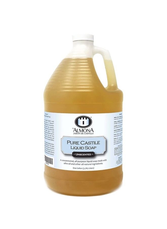 La Almona Pure Castile Liquid Soap, UNSCENTED, 1 Gallon - Multipurpose: Hands, Face, Body, Laundry, Dishes & More - For Sensitive Skin, All-Natural Ingredients, Fragrance Free  - Image 1