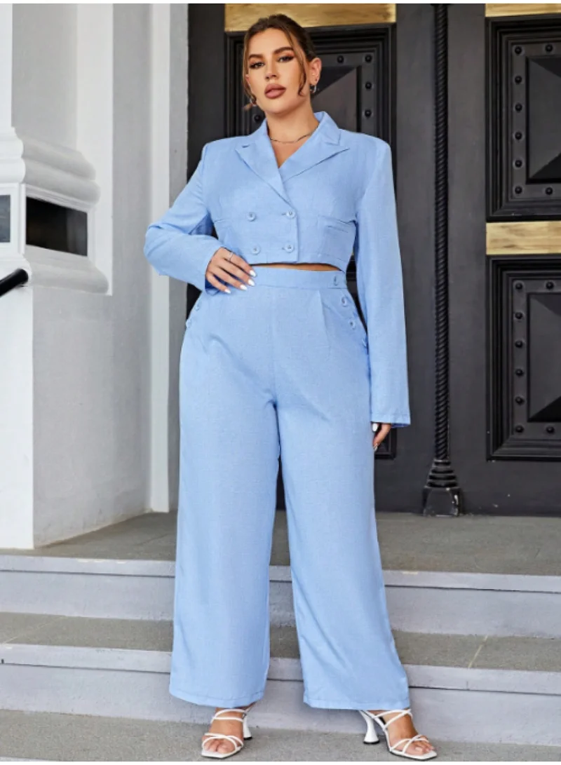 SIMPLEE The plus size two-piece set is a fashionable matching top and bottom, suitable for curvaceous women