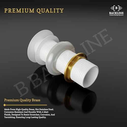 B Backline Brass 5-Inch Pop up Waste Coupling for Wash Basin | 32 MM Full Thread Waste Coupling For Basin (White Matt, 5-INCH) - Image 2