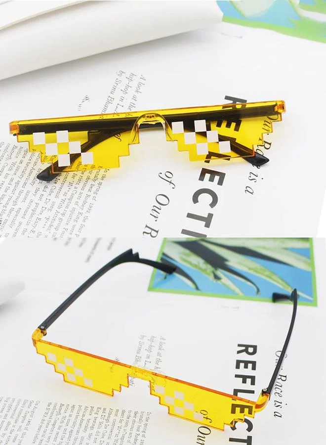 Styli Thug Life Mosaic Print Party Glasses, Yellow