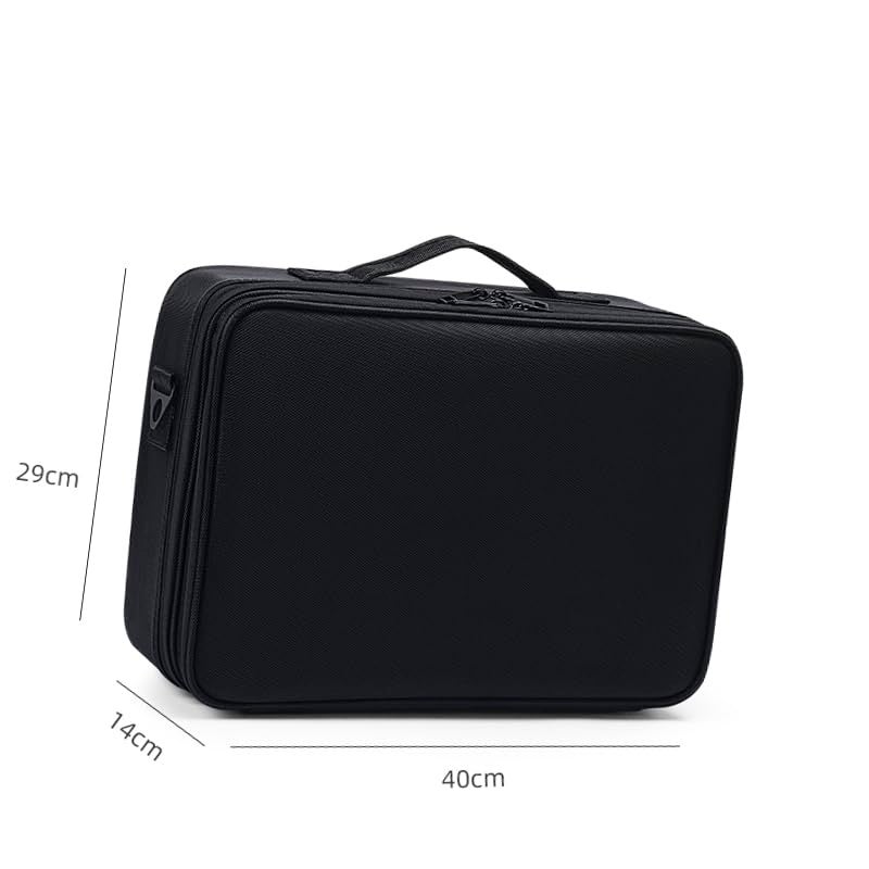 J&UNIQUE JUNIQUE Extra Large Makeup Organizer Professional Travel Makeup Bag with Adjustable Dividers Angled Fixed Belt Shoulder Strap and Stylish Design for Womens Toiletry Essentials - Image 5