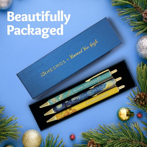MESMOS Van Gogh Fancy Pen Set - Inspirational Gifts for Women, Office Motivational Writing Pens for Boss Lady, Congratulations Gifts, Unique Click Pens for Servers and Promotions - Image 3