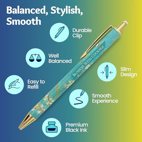 MESMOS Van Gogh Fancy Pen Set - Inspirational Gifts for Women, Office Motivational Writing Pens for Boss Lady, Congratulations Gifts, Unique Click Pens for Servers and Promotions - Image 2