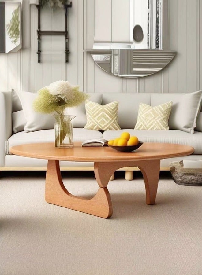 Raffine طاولة قهوة حديثة بتصميم تجريدي من منتصف القرن مع إطار خشبي طاولة جانبية مثلثة صغيرة طاولة مركزية عتيقة لغرفة المعيشة أو الفناء أو الشرفة 83x40 سم - Image 1